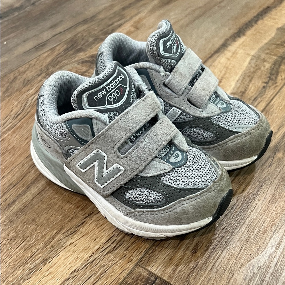 New Balance Kids' Gray and White Sneakers